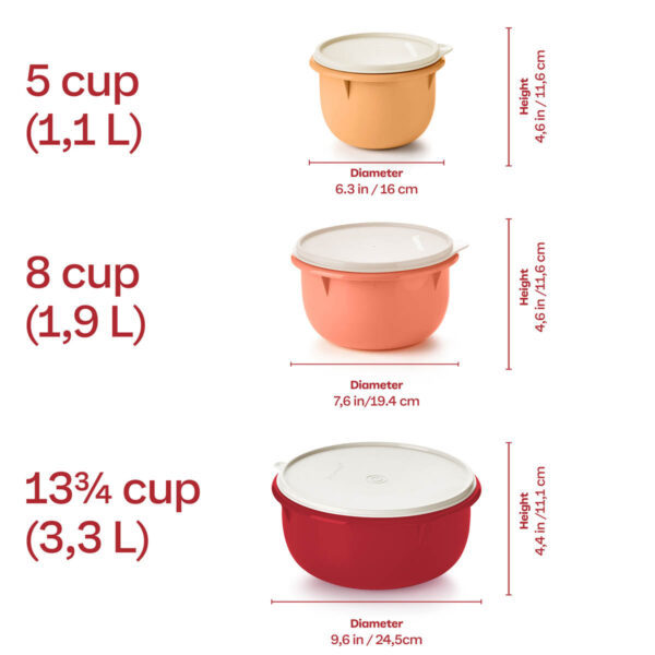 Tupperware® 3-pc Multipurpose Mixing Bowl Set for Food Prep and Storage
