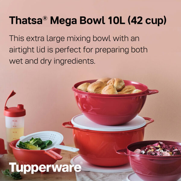 Tupperware Thatsa® Mega Bowl |Airtight, Leakproof, Mixing Bowl, 42-cups / 10 L